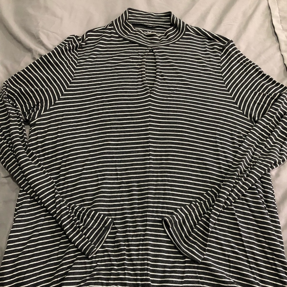 Gray and white striped shirt